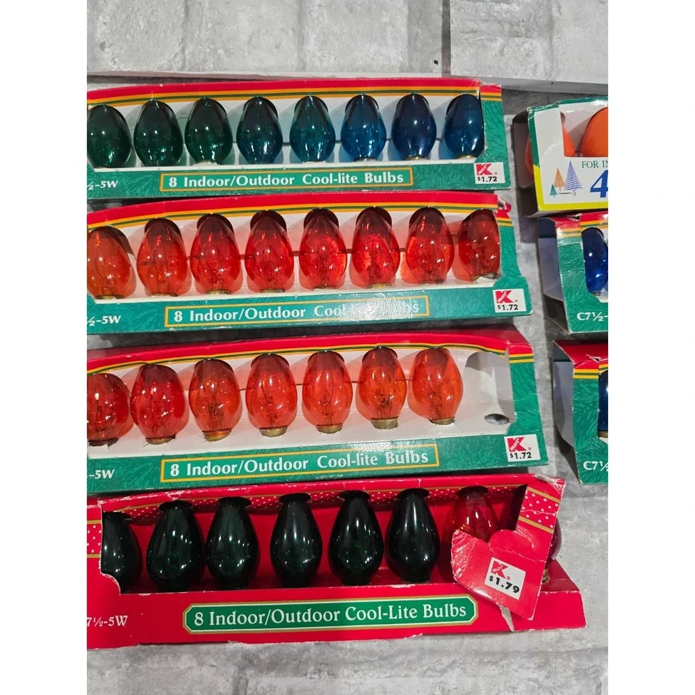 52 Colored C7 1/2 5 Watt Outdoor Cool-Lite Bulbs Vintage untested Christmas